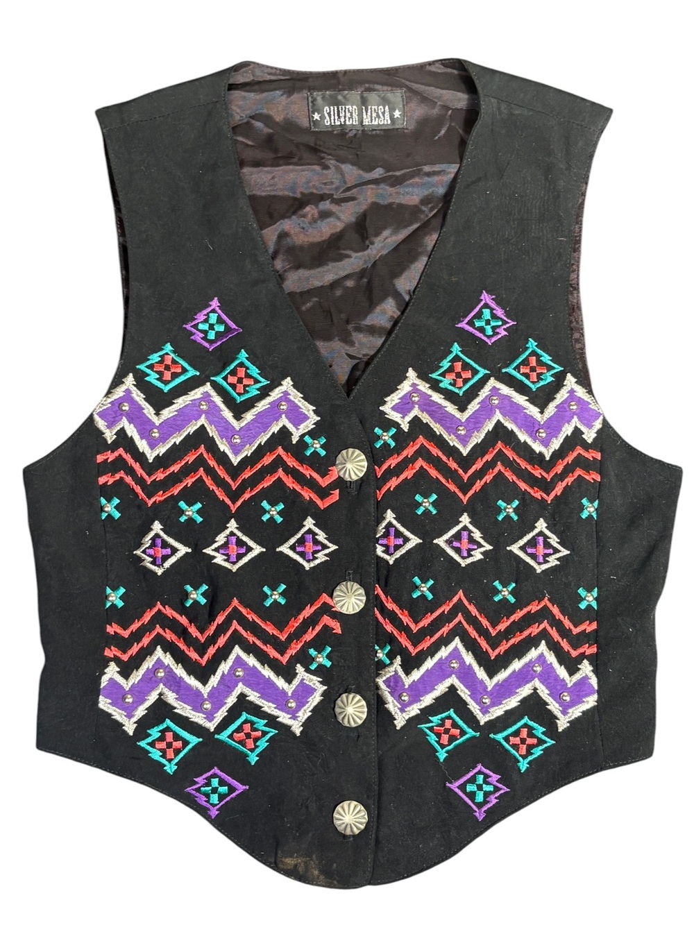 Vintage Silver Mesa Southwestern Embroidered Western Vest 🖤